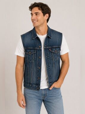 Levi's Dark Blue Sleeveless Denim Jacket Vest